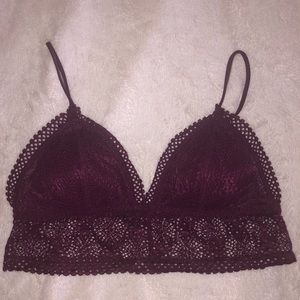 Victoria’s Secret burgundy/dark purple lace padded bra top